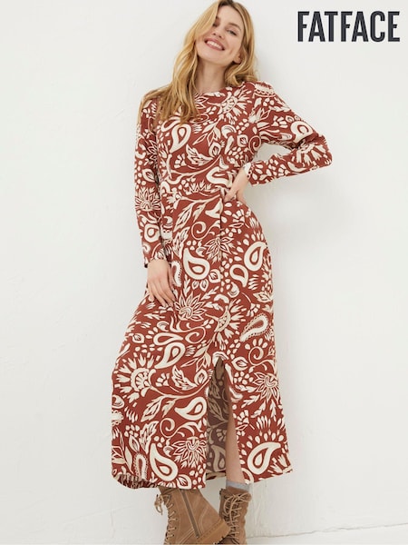 FatFace Brown Haldon Watercolour Midi Dress (697562) | €43.50