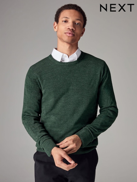 Dark Green Crew Neck Regular Soft Touch Knit Jumper (697579) | €14