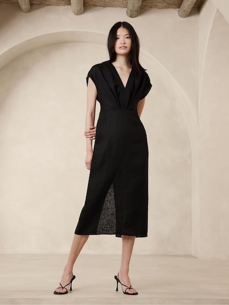 Banana Republic Black Mari Draped Maxi Dress (697820) | €40