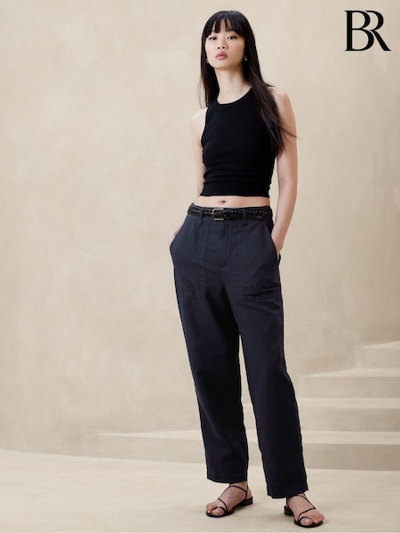 Banana Republic Blue Mya Cotton-Linen Cargo Trousers (697822) | €31