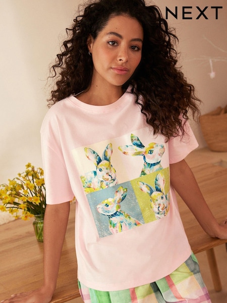 Pink Bunny Cotton Short Set Pyjamas (697831) | €14