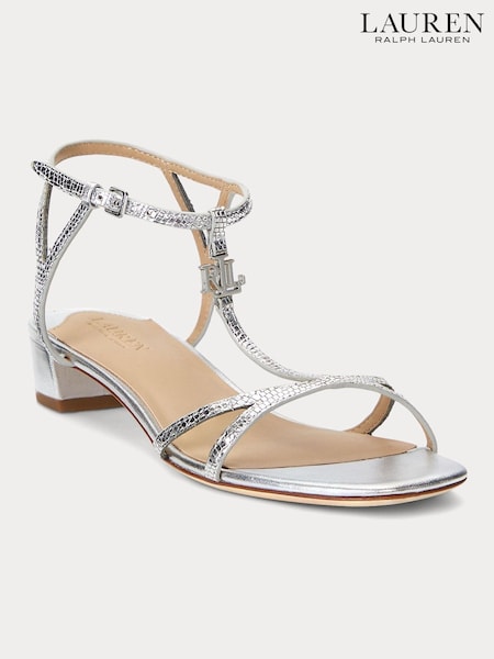 Lauren Ralph Lauren Silver Fallon Lizard Embossed Sandals (698158) | €95