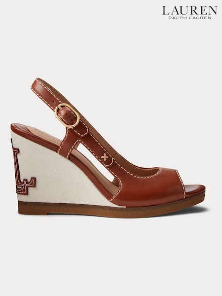 Lauren Ralph Lauren Roni Burnished Leather Tan Brown Sandals (698200) | €270