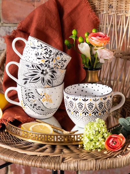 Sara Miller Artisanne Noir Set of 4 Mugs (698237) | €86