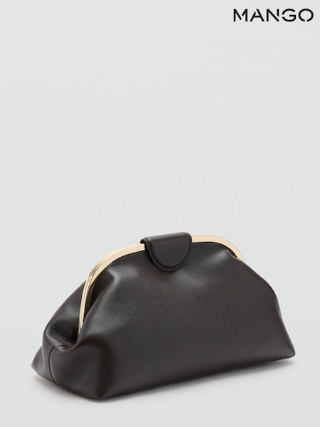 Καφέ - Mango Clutch With Gold Hardware