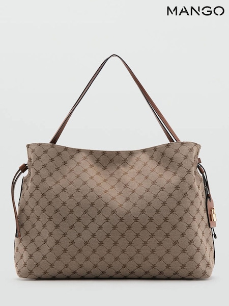 Brown - Mango Monogram Shoulder Bag