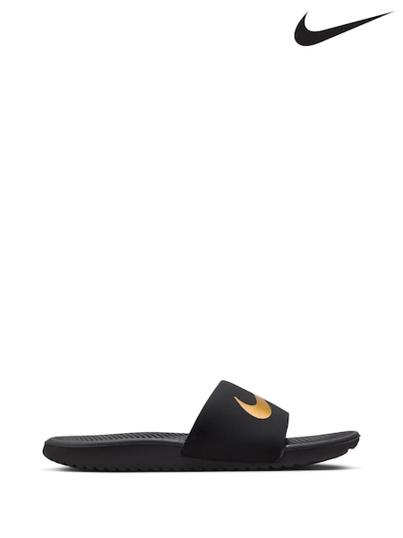 שחור/זהב - Nike Kawa Junior/Youth Sliders (698748) | ‏116‏₪