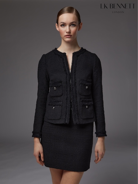 LK Bennett Black Charlee Cotton Blend Tweed Jacket (698810) | €445