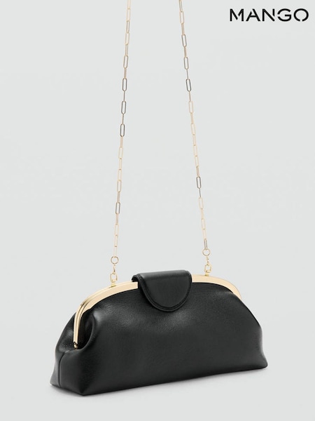 Black - Mango Clutch With Gold Hardware