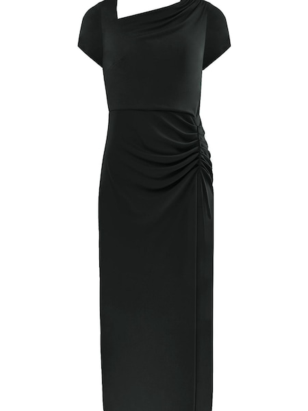 Ro&Zo - Black Crepe Jersey Split Leg Midi Dress (699031) | €56