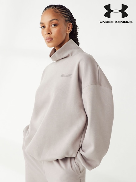 Under Armour Grey Oversized Icon Fleece Mock Crew Sweatshirt (699063) | 50 €