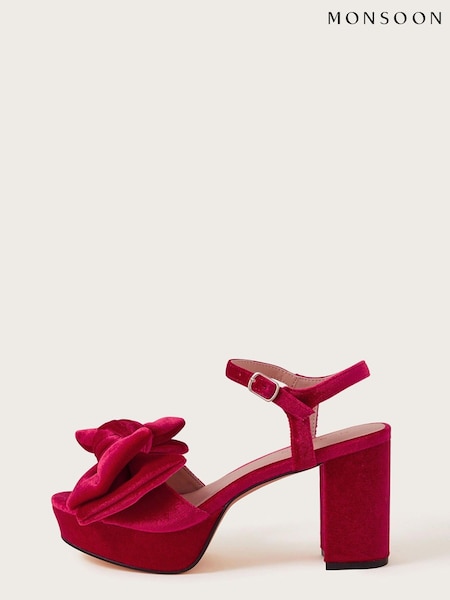 Monsoon Red Velvet Bow Platform Heels (699209) | €47.50