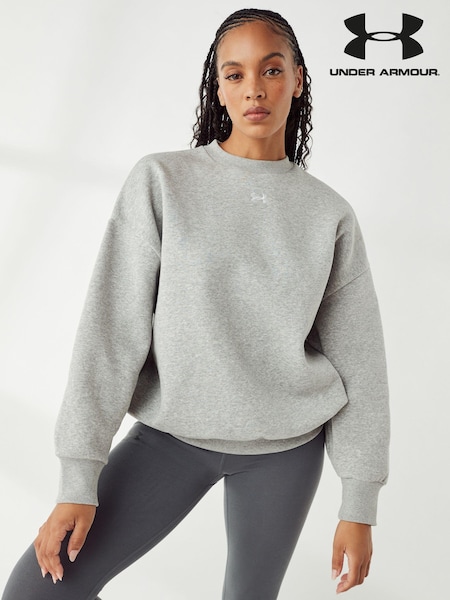Under Armour Grey Oversized Rival Fleece Crew Sweatshirt (699633) | LEI 372