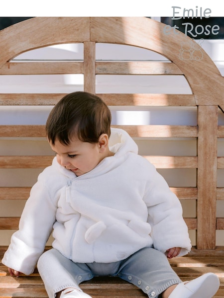 Emile Et Rose Deep Pile Fleece Ivory Jacket with 3D Teddy & Hood (699907) | AED285