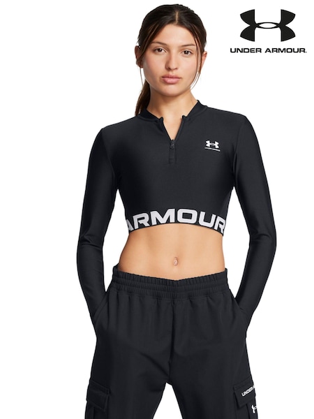 Under Armour Black Heat Gear Rib 1/4 Zip Sweat Top (700033) | AED145