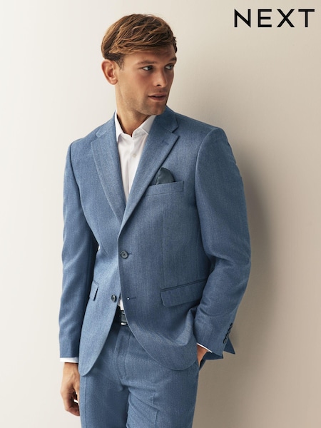 Blue Tailored Wool Blend Herringbone Suit Jacket (700437) | €23