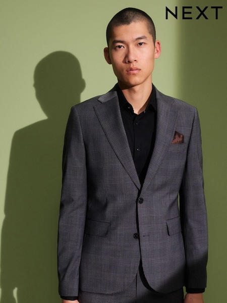 Charcoal Grey Skinny Check Suit Jacket (700534) | € 16
