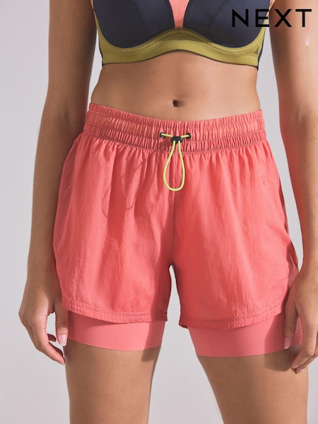 Coral Pink High Waisted 2-in-1 Sport Shorts (701397) | €15