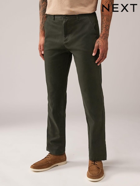 Green Khaki Straight Fit Stretch Printed Soft Touch Chino Trousers (701830) | € 33