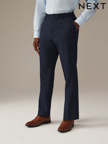 Navy Blue Puppytooth Regular Fit Check Smart Trousers (701876) | €6