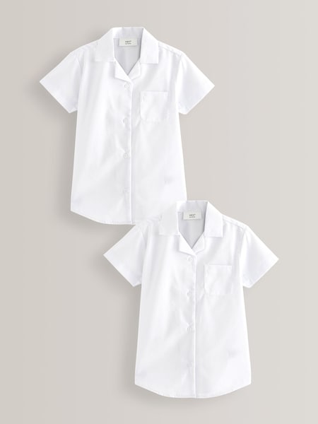 Weiß - 2 Pack Short Sleeve Revere Collar School Shirts (3-17yrs) (701959) | 13 € - 23 €