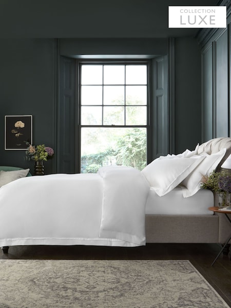 White Collection Luxe 1000 Thread Count 100% Cotton Sateen Oxford Luxury Duvet Cover and Pillowcase Set (702065) | $185 - $217