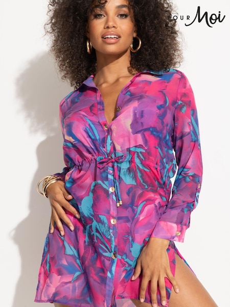Pour Moi Purple Chiffon Button Through Beach Shirt (702320) | €26