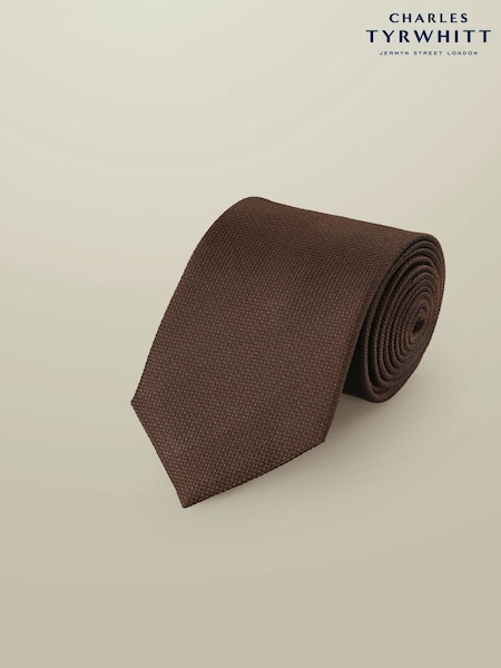 Marrón - Regular Charles Tyrwhitt Textured Silk Tie