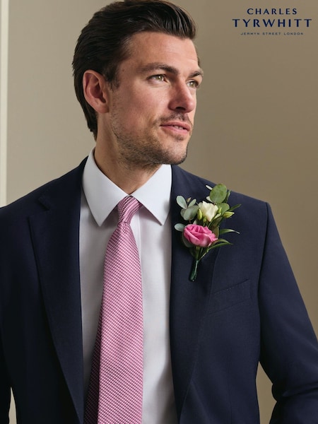 Pink - Regular Charles Tyrwhitt Stone Medallion Silk Tie