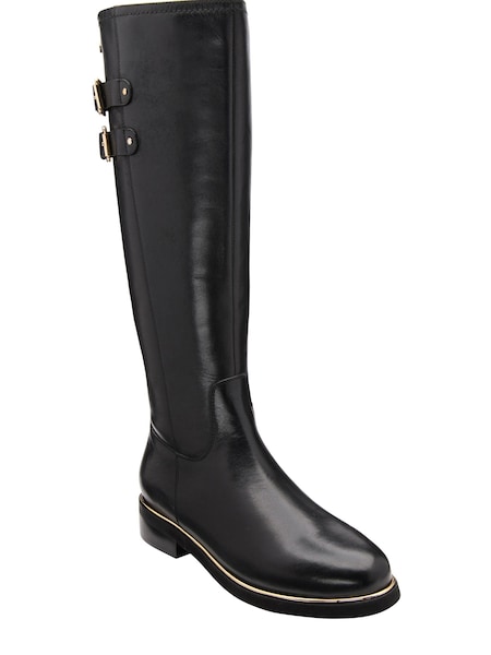 Lotus Black Leather Knee-High Boots (702898) | €77