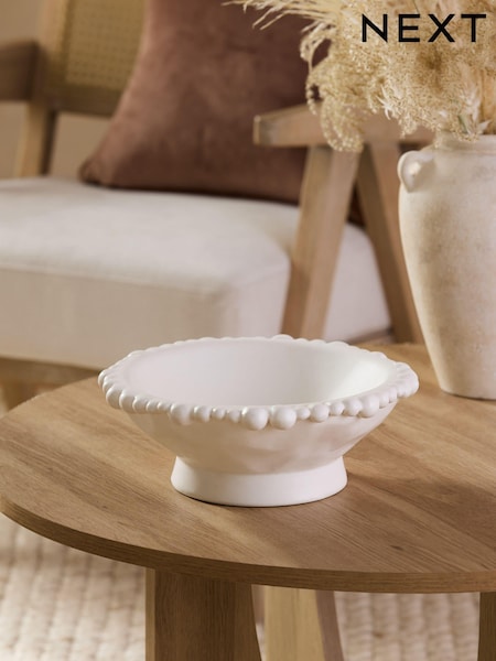 White Ceramic Bobble Trim Decorative Bowl (702920) | kr319