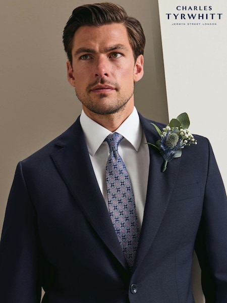 Blue - Regular Charles Tyrwhitt Silk Geo Tie
