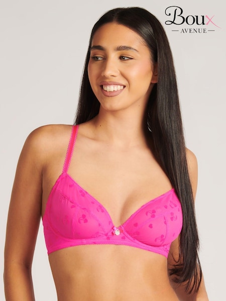 Boux Avenue Pink Nadia Cherry Flock Plunge Bra (703328) | €21