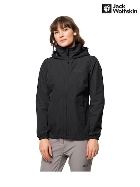 Jack Wolfskin Stormy Point Hooded Black Jacket (703526) | €76