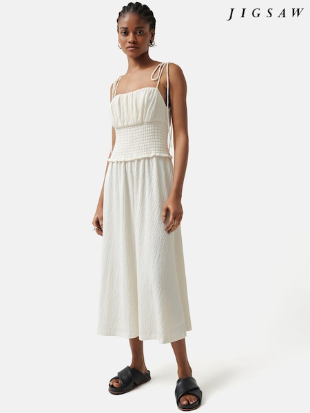 Jigsaw Crinkle Jersey Strap White Dress (704365) | 95 €