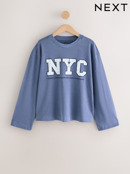 Navy - Nyc Graphic Long Sleeve T-shirt