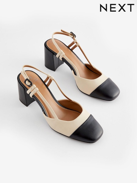 Bone Cream Forever Comfort® Square Toe Slingback Block Heel Shoes (706315) | €20