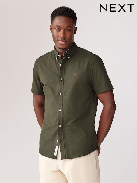 Verde kaki - Cămașă stretch cu Oxford Mânecă scurtă (706675) | 99 LEI