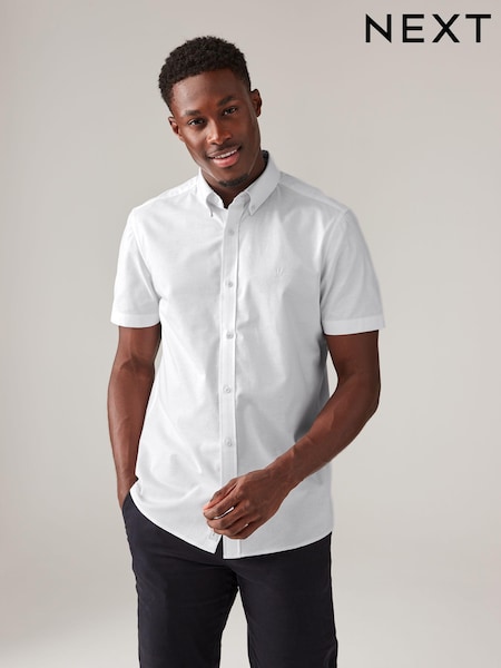 White Stretch Oxford Short Sleeve Shirt (706720) | €7