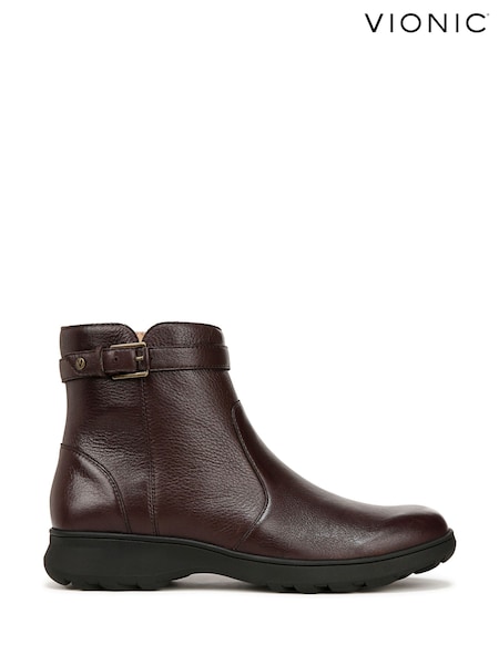 Brown - Vionic Redding Regular Fit Arch Support Ankle Boots