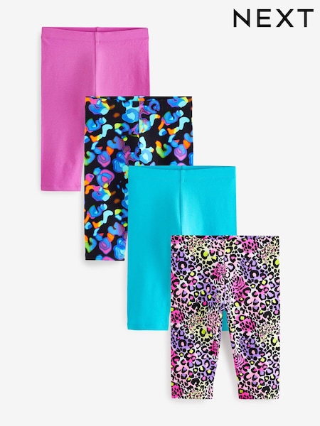 Črno-roza/moder/Animal potiskom - Cropped Leggings 4 Pack (3-16yrs) (707005) | € 13 - € 19