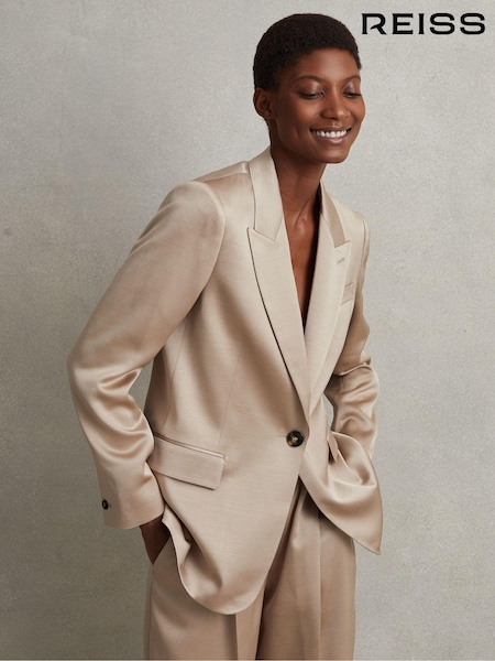 Reiss Gold Cole Satin Single Breasted Suit Blazer (707228) | €218