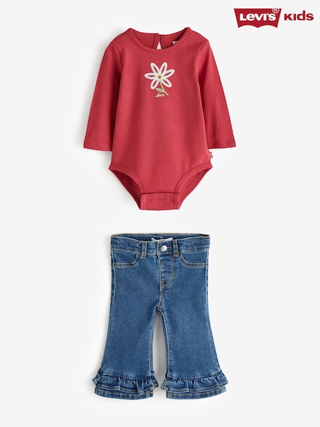 Rouge - Levi's® Bodysuit And Ruffled Jeans Set 2 Piece