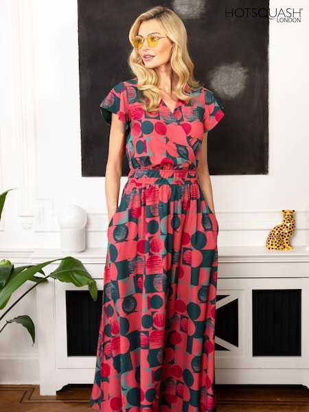 HotSquash Pink Chiffon Wrap Top Maxi Dress (707597) | 1,035 LEI