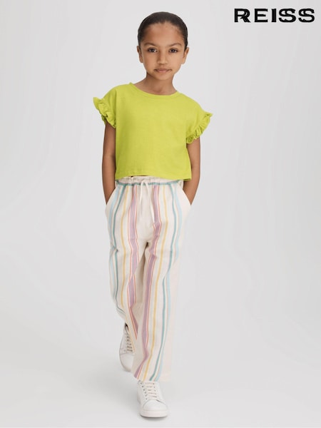 Reiss Saskia Ruffle Sleeve Cropped T-Shirt (707836) | ‏122 د.إ.‏