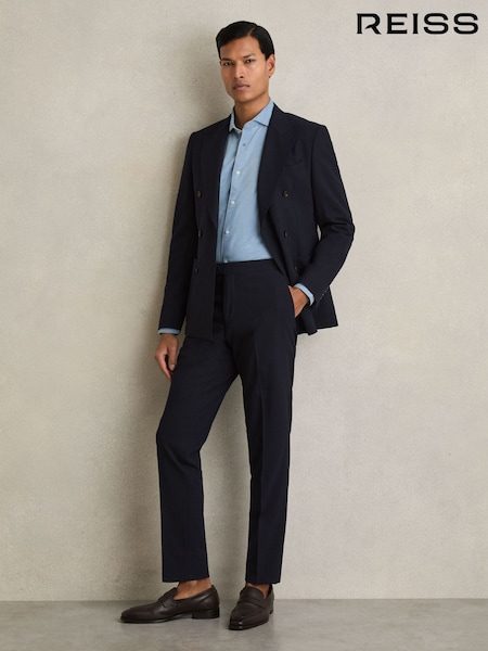 Azul marino - Reiss Belmont Slim Fit Side Adjuster Trousers (708260) | 245 €