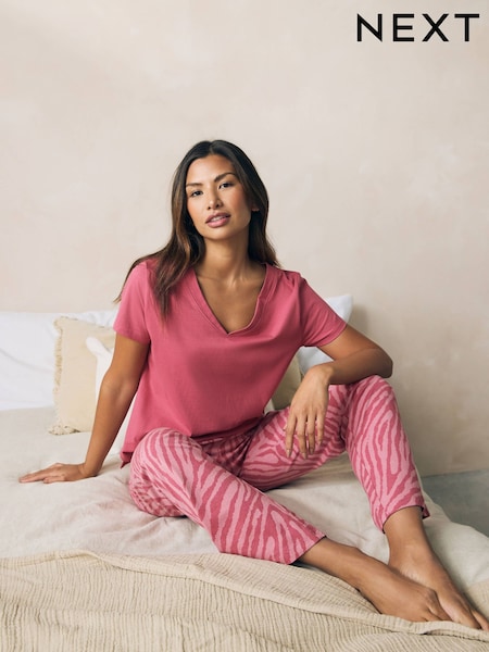 Pink Zebra Print 100% Cotton Short Sleeve Pyjamas (708360) | LEI 102