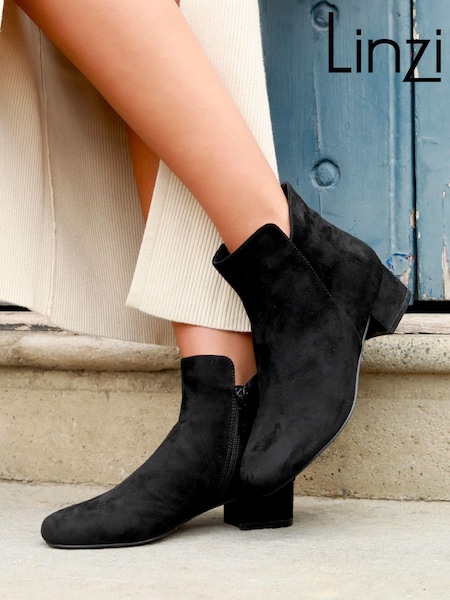 Linzi Black Maggie Low Block Heeled Ankle Boots (709181) | €60