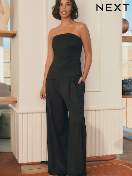 Black Rochelle Humes Pleated Wide Leg Trousers (709413) | €10