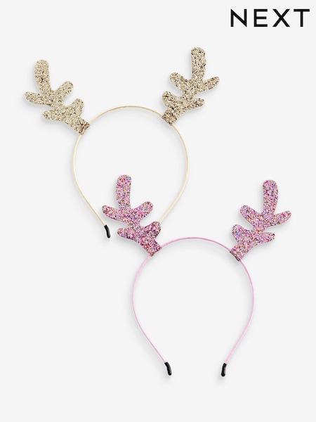 Pink /Gold Christmas Reindeer Antler Headband 2 Pack (710291) | €7.50